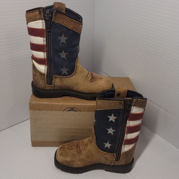 Cody James Toddler USA Flag Western Boots Wide Square Toe Kids 5D - Picture 4 of 13